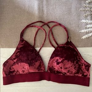PINK bralette red suede xl women